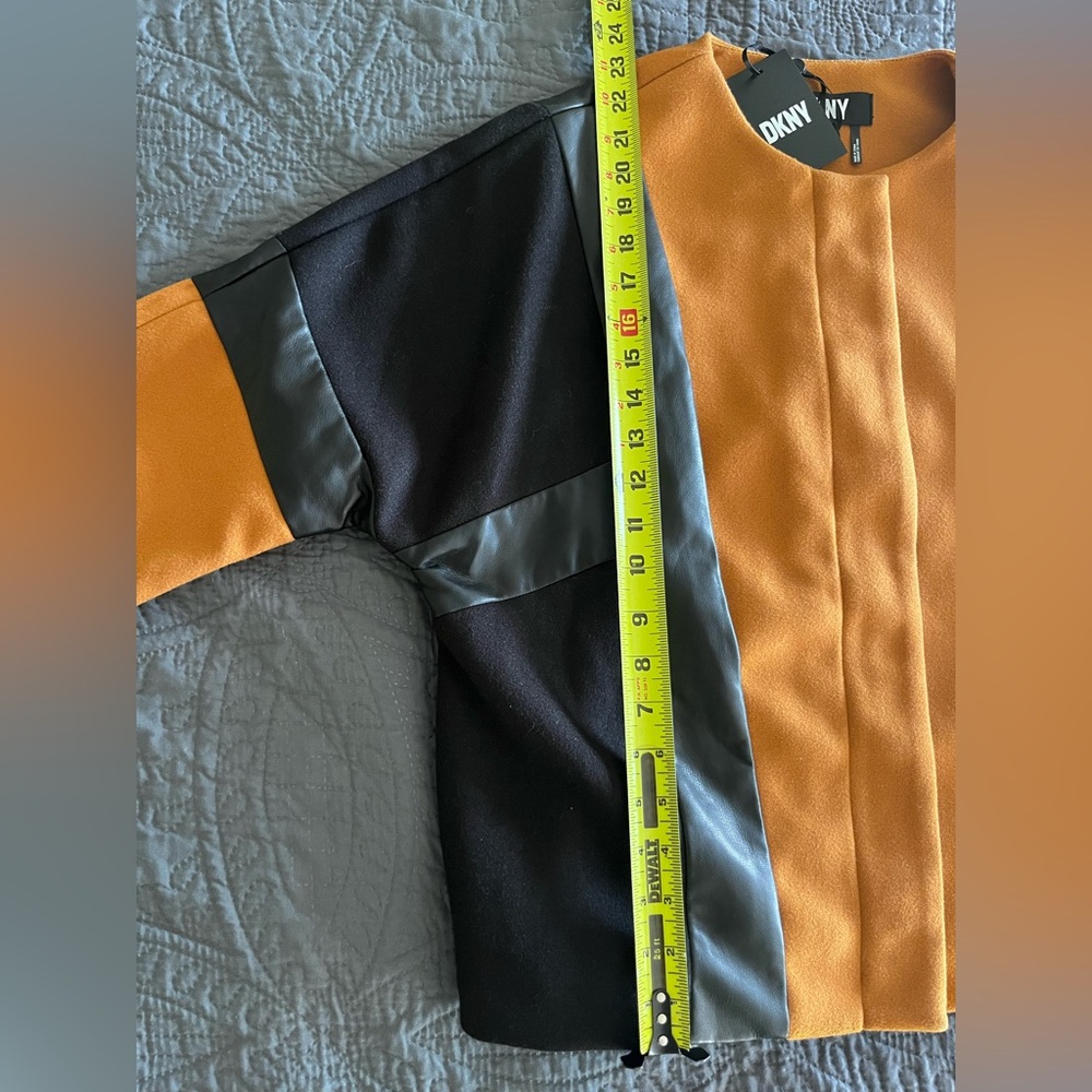 NWT DKNY Colorblock Faux Leather Stripe Jacket - Picture 13 of 14